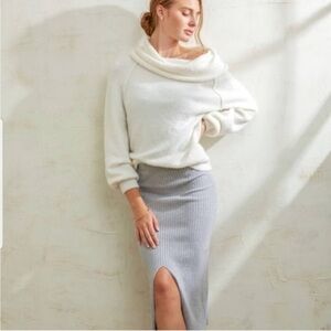 Free People Echo Beach Pullover Cream Cowl Neck Size XS